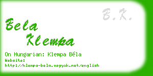 bela klempa business card
