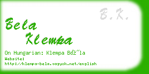 bela klempa business card